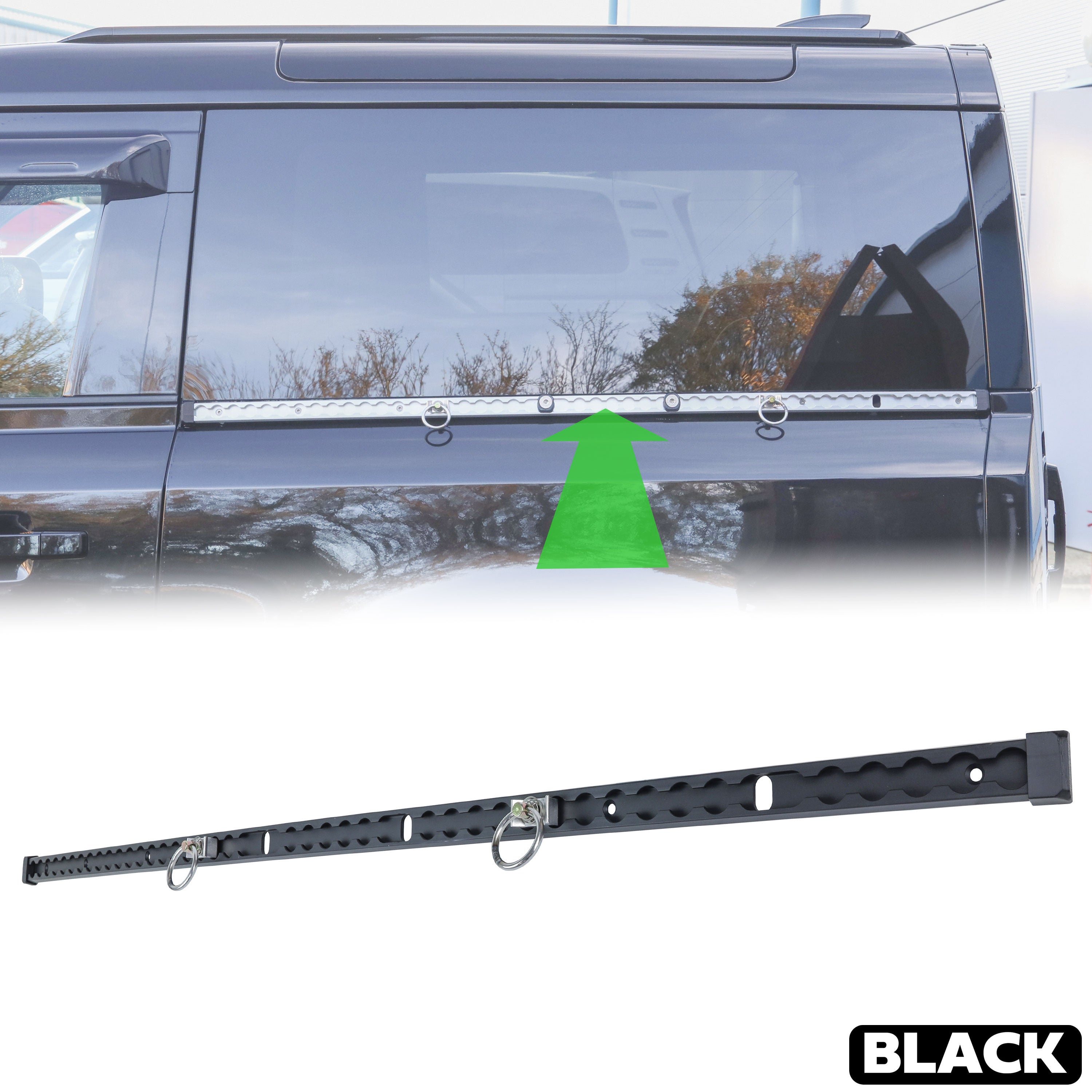 Black Anodised Utility Side Rail for Land Rover Defender L663 90 - Lef ...