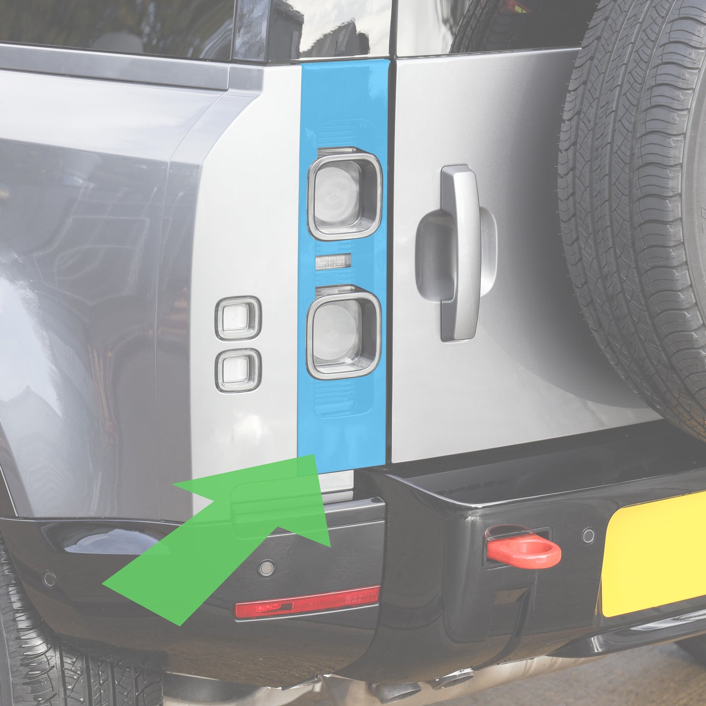 Rear Light Cover Panel in Gloss Black for Land Rover Defender L663 - Left