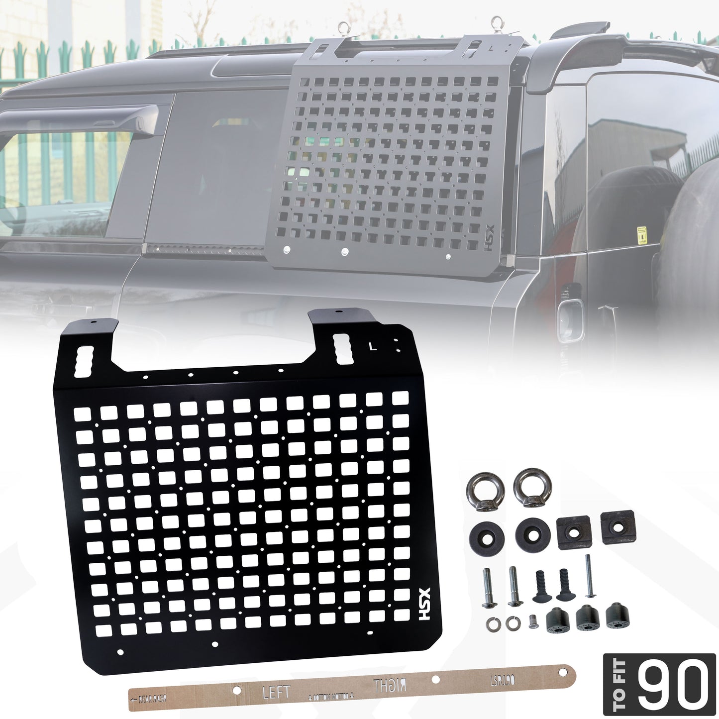 Molle Plate Kit - Black - Grid Design - LH - for Land Rover Defender L663 (90 Model)