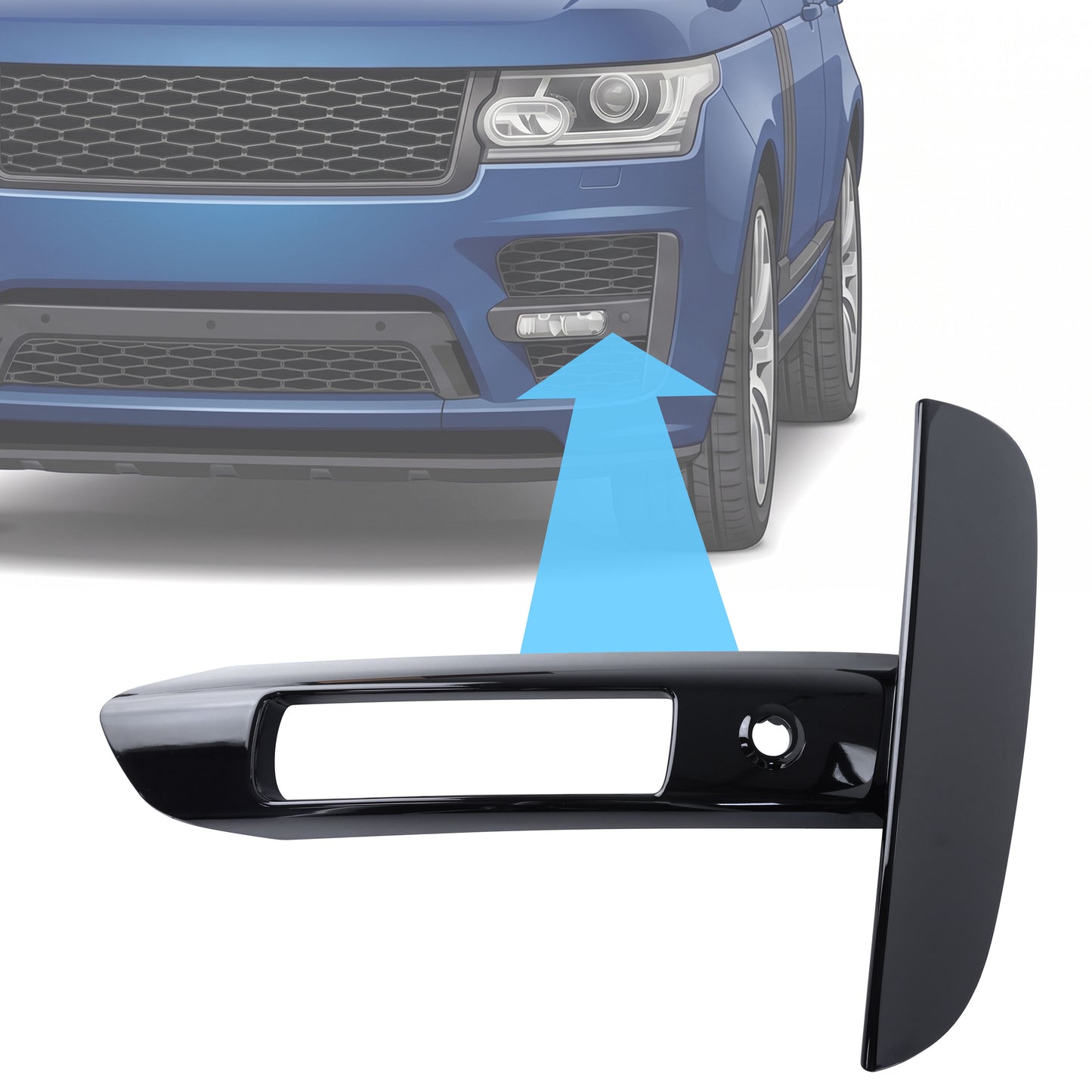 Front Fog Light Surround in Gloss Black for Range Rover L405 SVO (2013-17) - Left