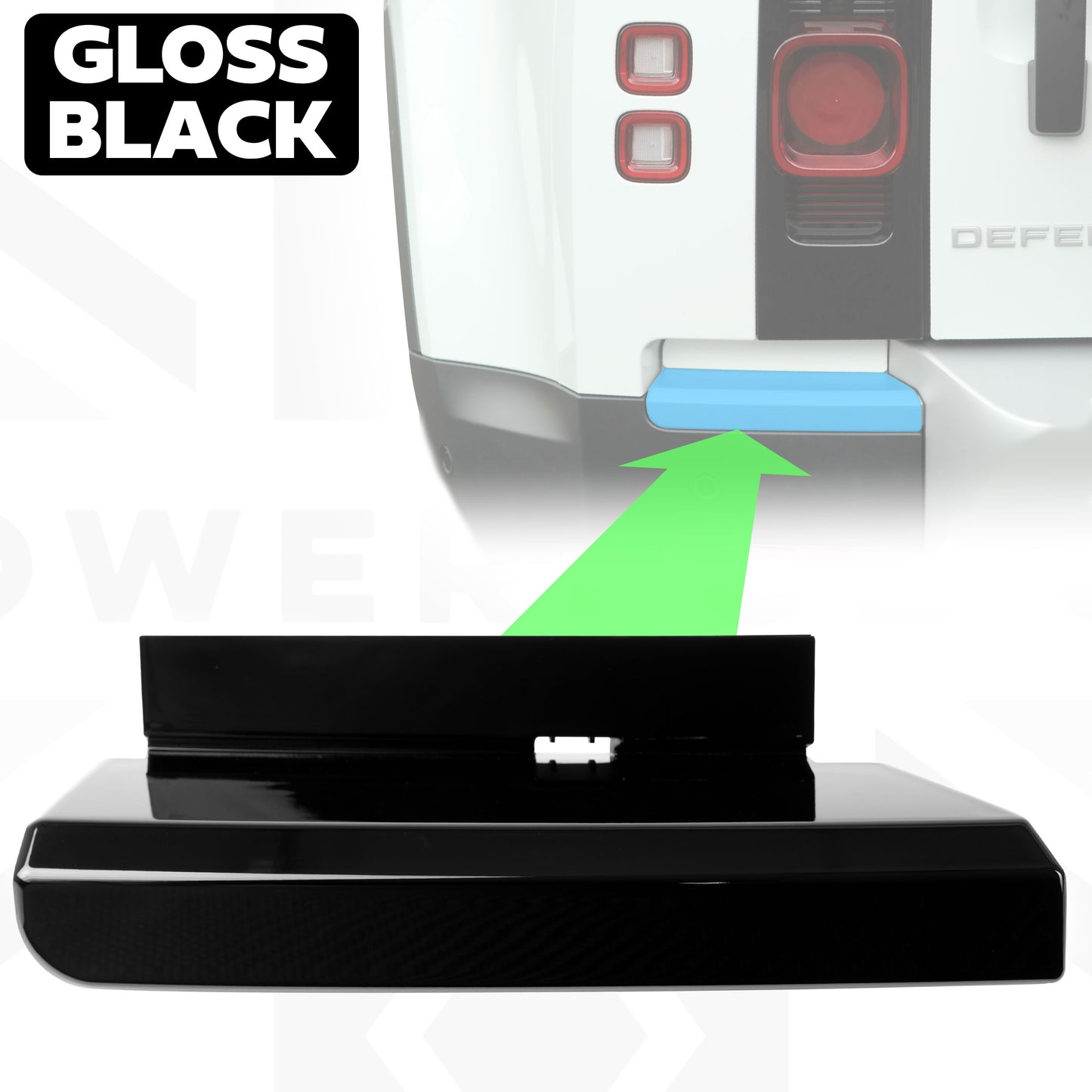 Rear Bumper Recess Trim (Lower Section) for Land Rover Defender L663 in Gloss Black - LEFT