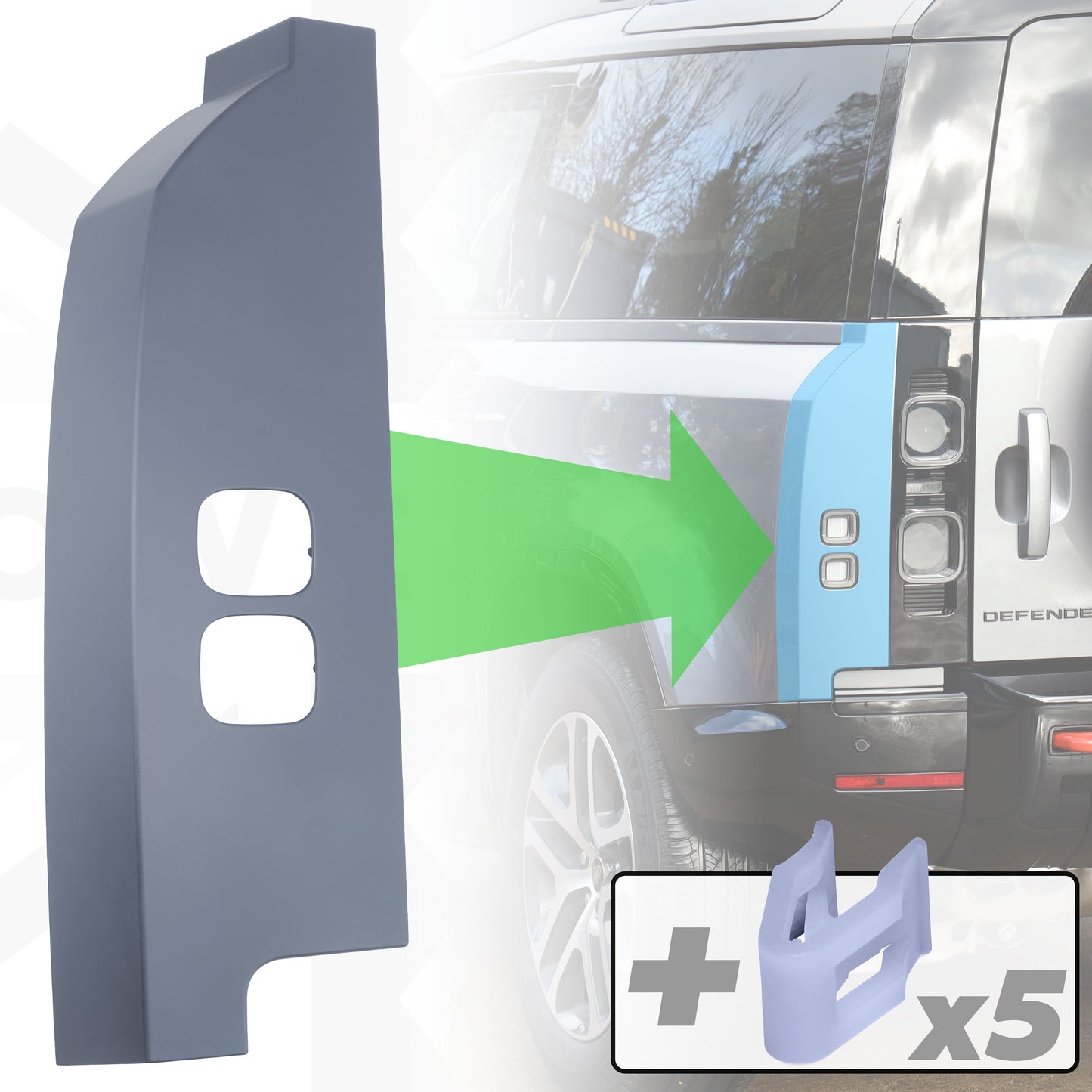 Aftermarket Rear Corner Panel - Primer - for Land Rover Defender L663 - LEFT