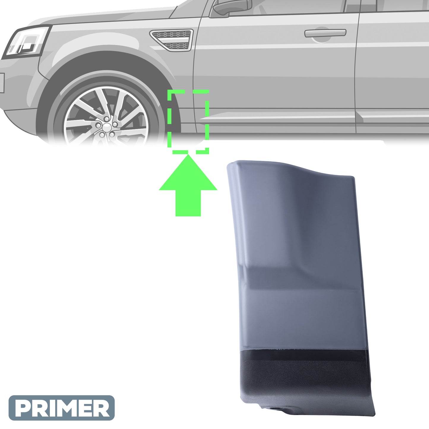 Lower Door Moulding in Primer - Front Left Small Section - for Land Rover Freelander 2