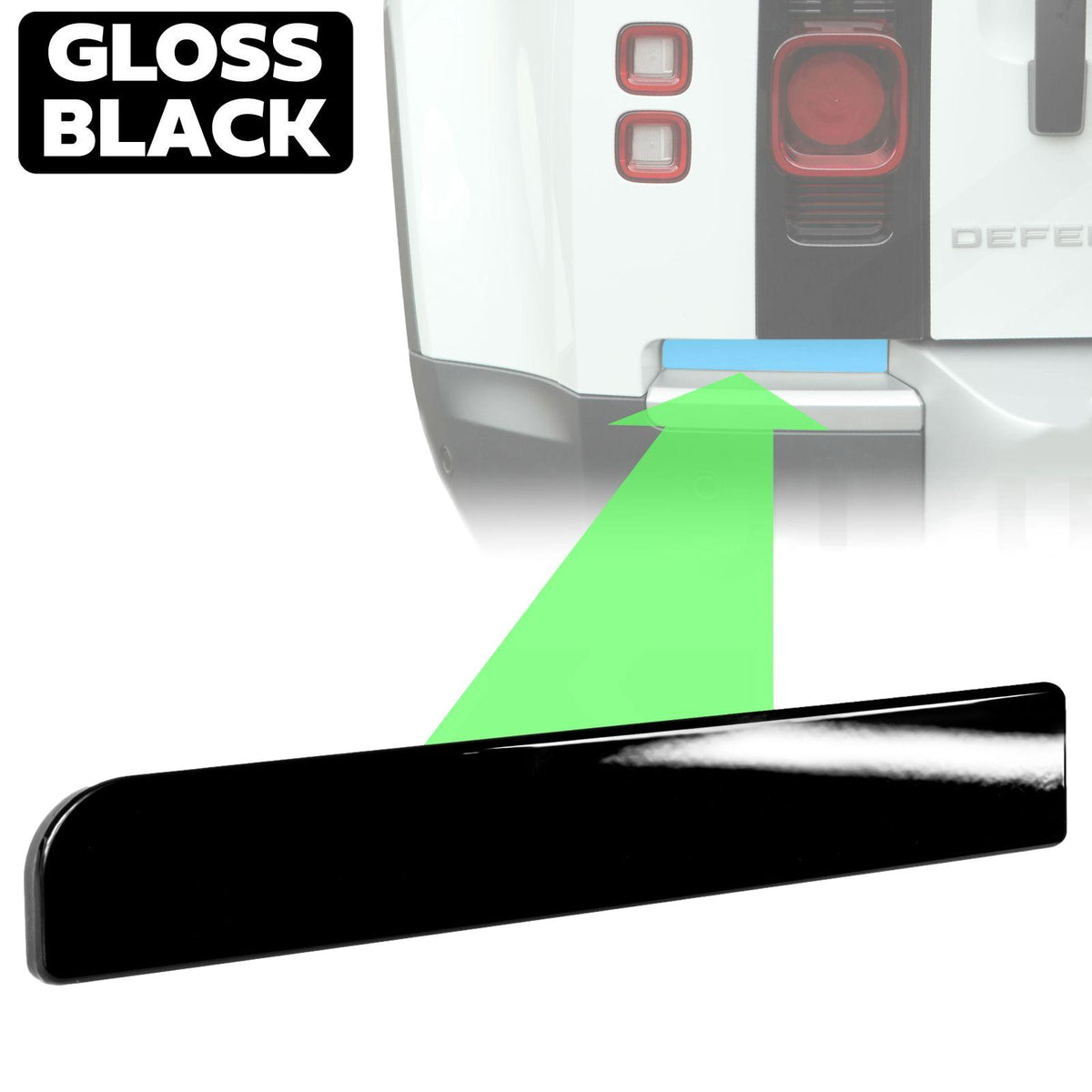 Rear Bumper Recess Insert (Upper Section) for Land Rover Defender L663 - Gloss Black - LEFT