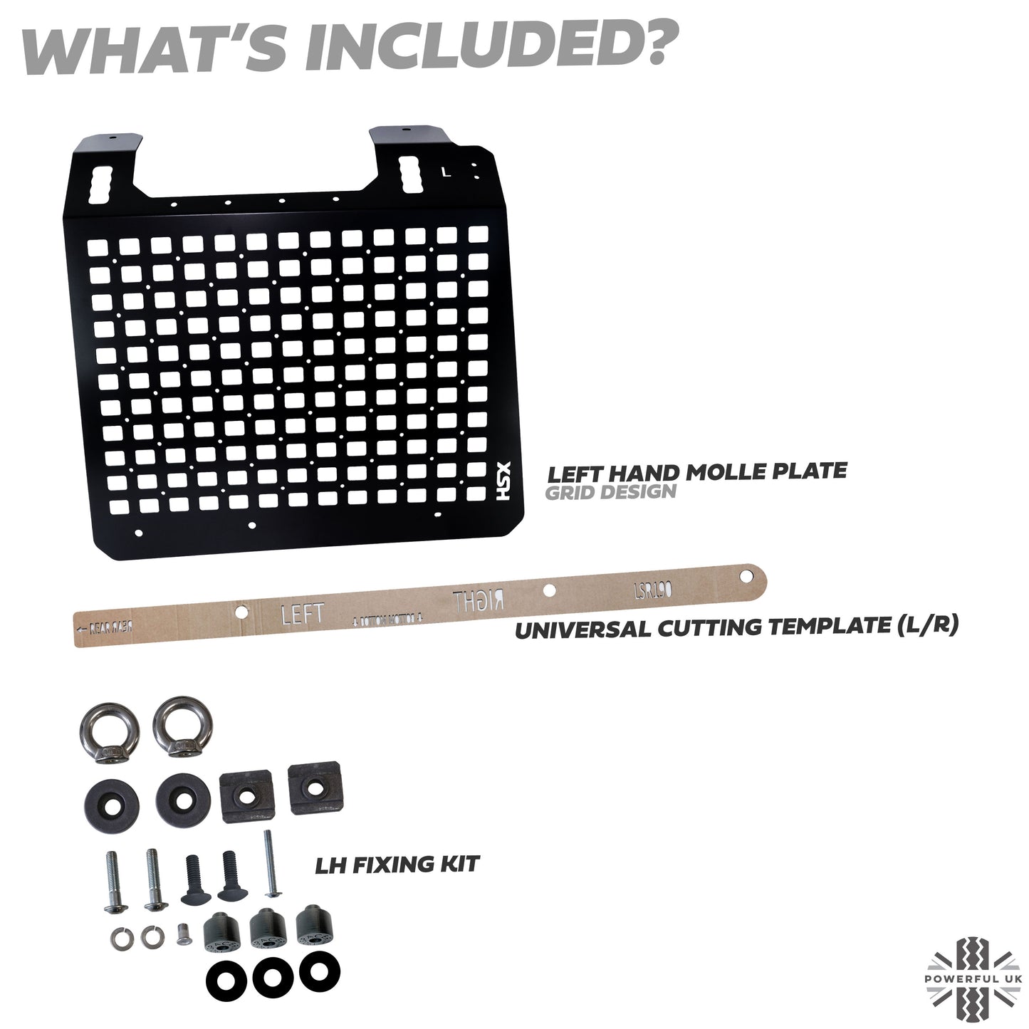 Molle Plate Kit - Black - Grid Design - LH - for Land Rover Defender L663 (90 Model)