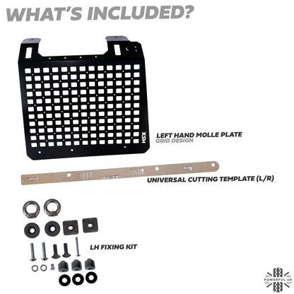 Molle Plate Kit - Black - Grid Design - LH - for Land Rover Defender L663 (90 Model)