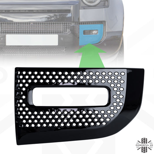 Fog Lamp Surround Grille for Land Rover Defender L663 - Gloss Black - LEFT