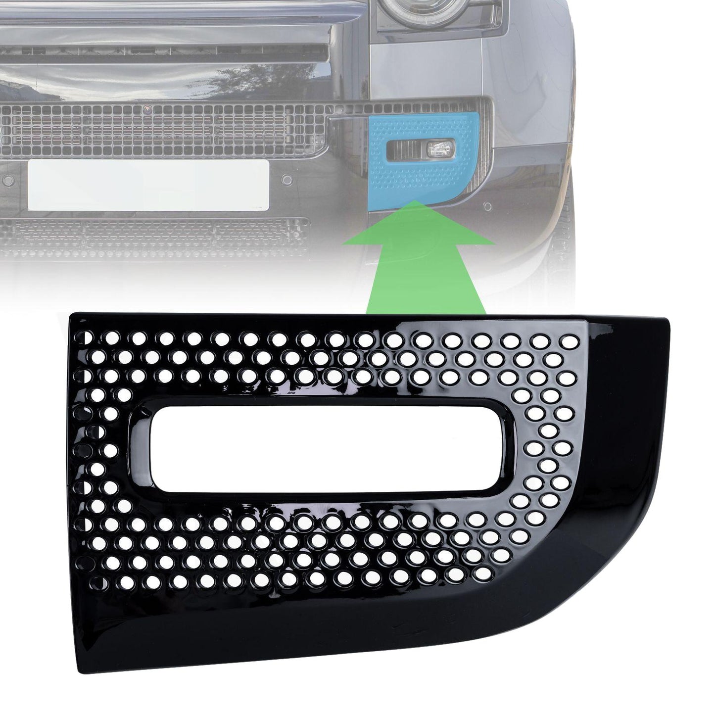 Fog Lamp Surround Grille for Land Rover Defender L663 - Gloss Black - LEFT
