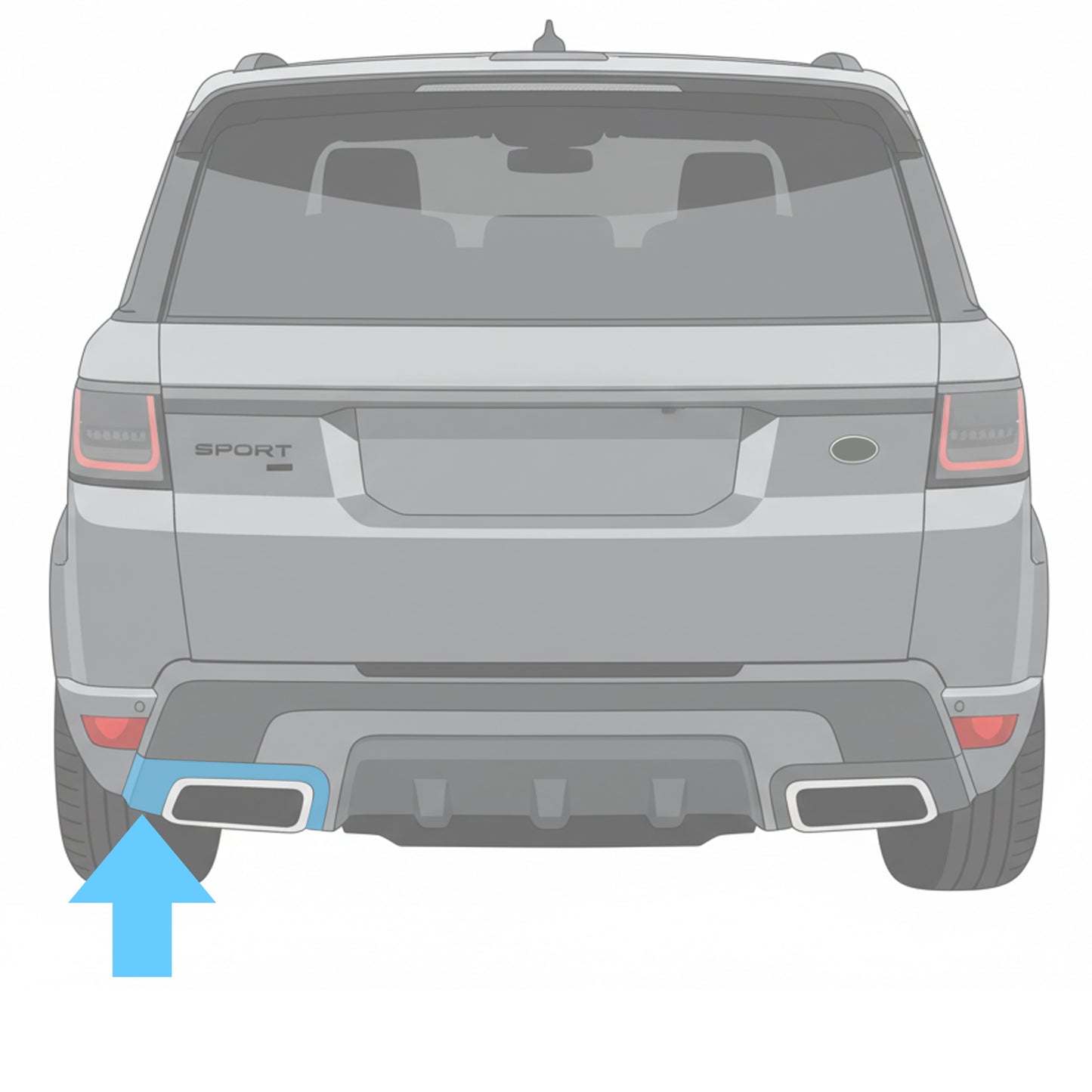 Rear Bumper Exhaust Surround Trim for Range Rover Sport L494 2018-22 - Left