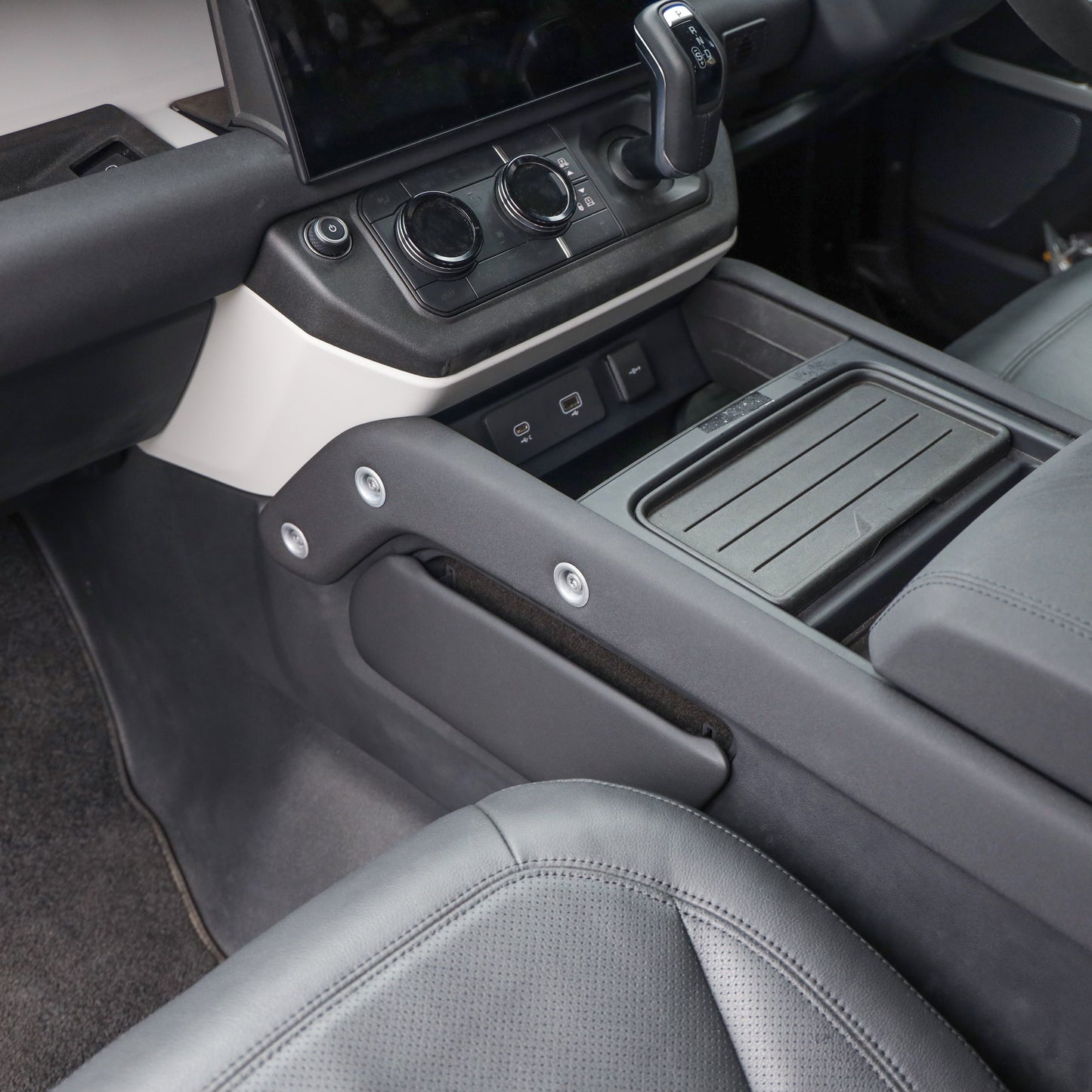 Centre Console Storage Panel for Land Rover Defender L663 in Ebony Black - Left