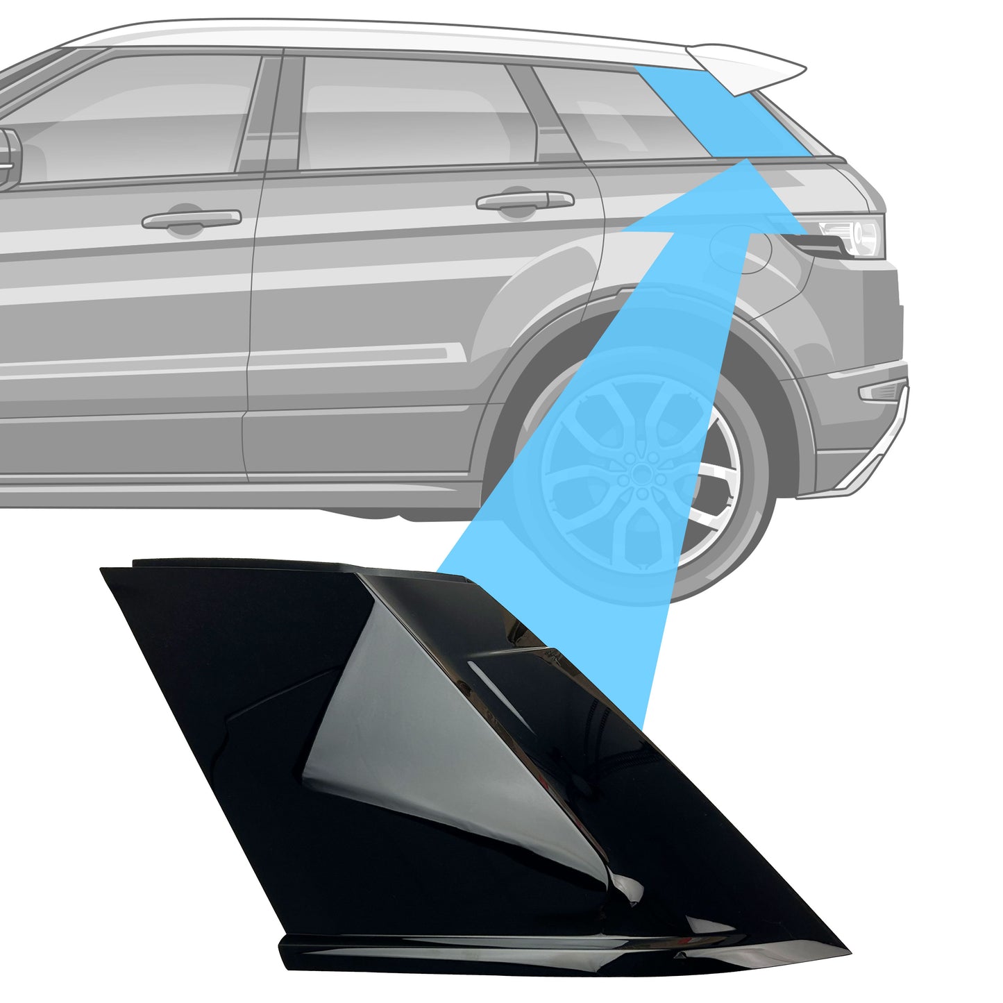 Genuine Black Left D/E Pillar Trim with moulding for Range Rover Evoque (5 Door)