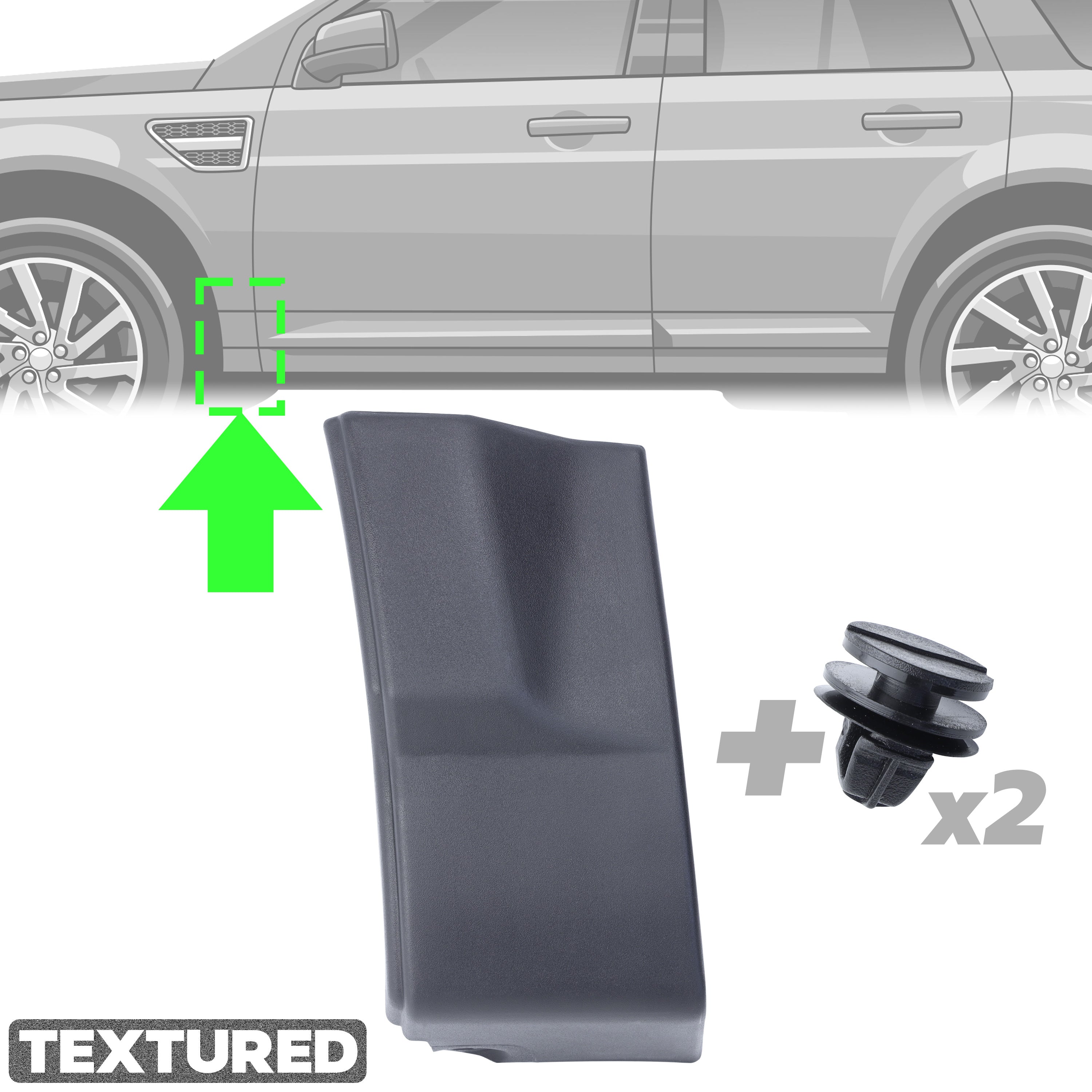 Lower Door Moulding in Textured Plastic - Front Left Small Section