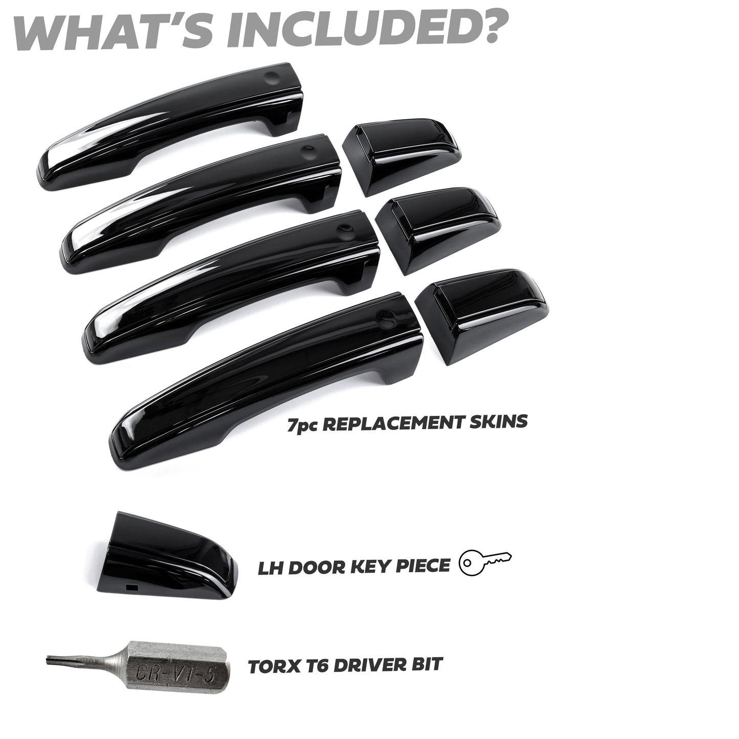 'Autobiography Style' Door Handles Skins in Black for Land Rover Discovery Sport - 8pc with Left Key Release