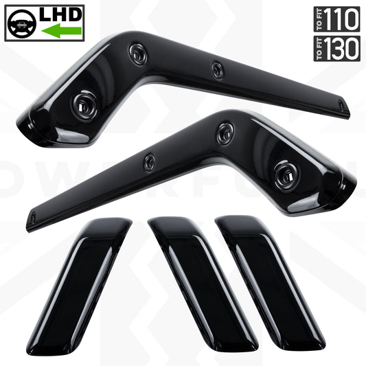 5pc Gloss Black Interior Trim Kit (Centre console & door pulls) for Land Rover Defender - 110/130 - LHD