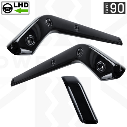 3pc Gloss Black Interior Trim Kit (Centre console & door pull) for Land Rover Defender 90 - LHD