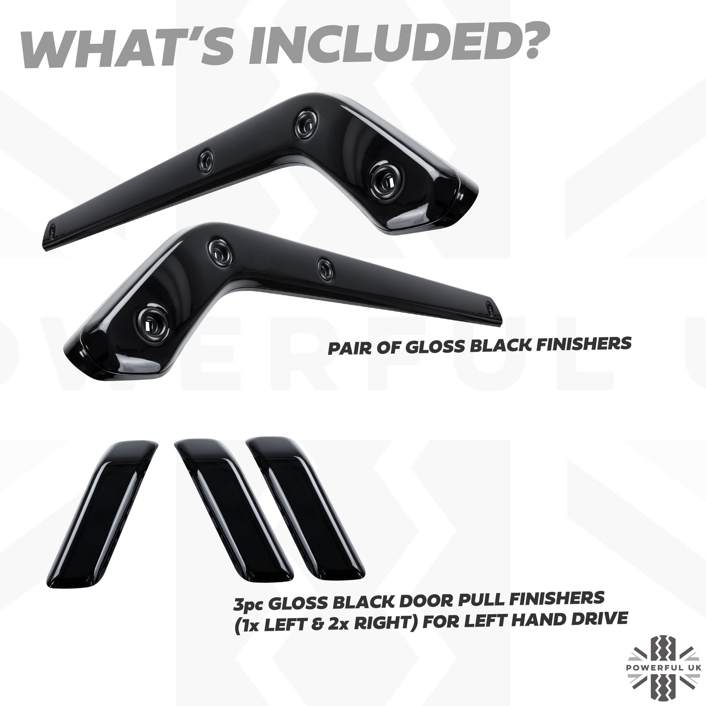 5pc Gloss Black Interior Trim Kit (Centre console & door pulls) for Land Rover Defender - 110/130 - LHD