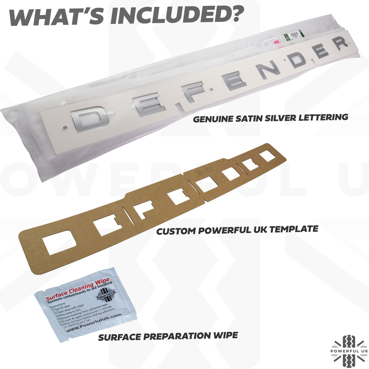 Bonnet Lettering - Satin Silver - for Land Rover Defender L663