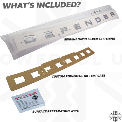 Bonnet Lettering - Satin Silver - for Land Rover Defender L663