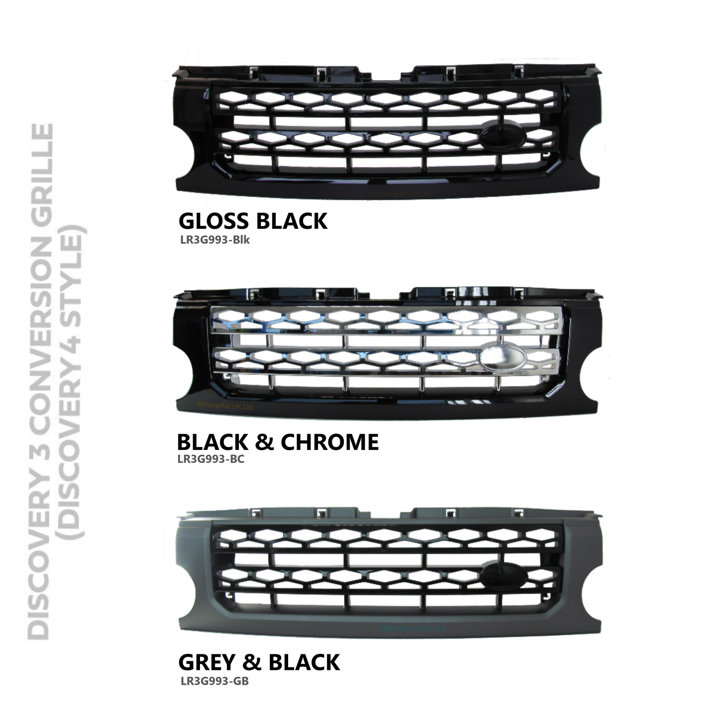 Front Grille for Land Rover Discovery 3 - Disco 4 look - Gloss Black