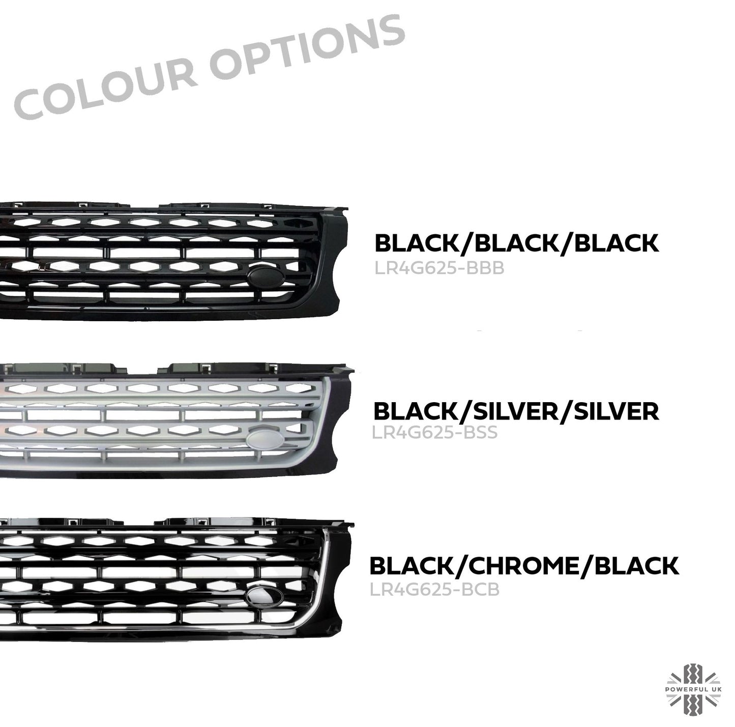 Front Grille - Black / Silver / Silver - for Land Rover Discovery 4 Facelift 2014 on