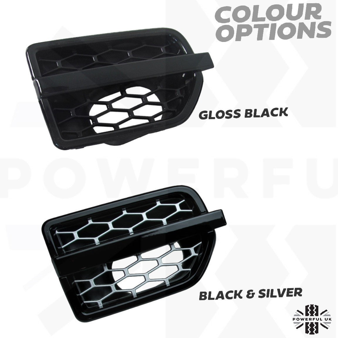 Side Vents - Black Silver - for Land Rover Discovery 4 - PAIR