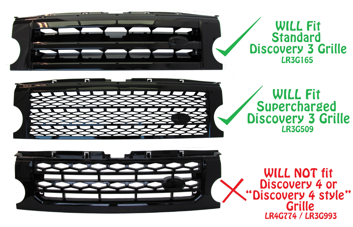 Genuine Front Grille Badge - Black & Silver - for Land Rover Discovery 3 (LR3G509 / LR3G061)