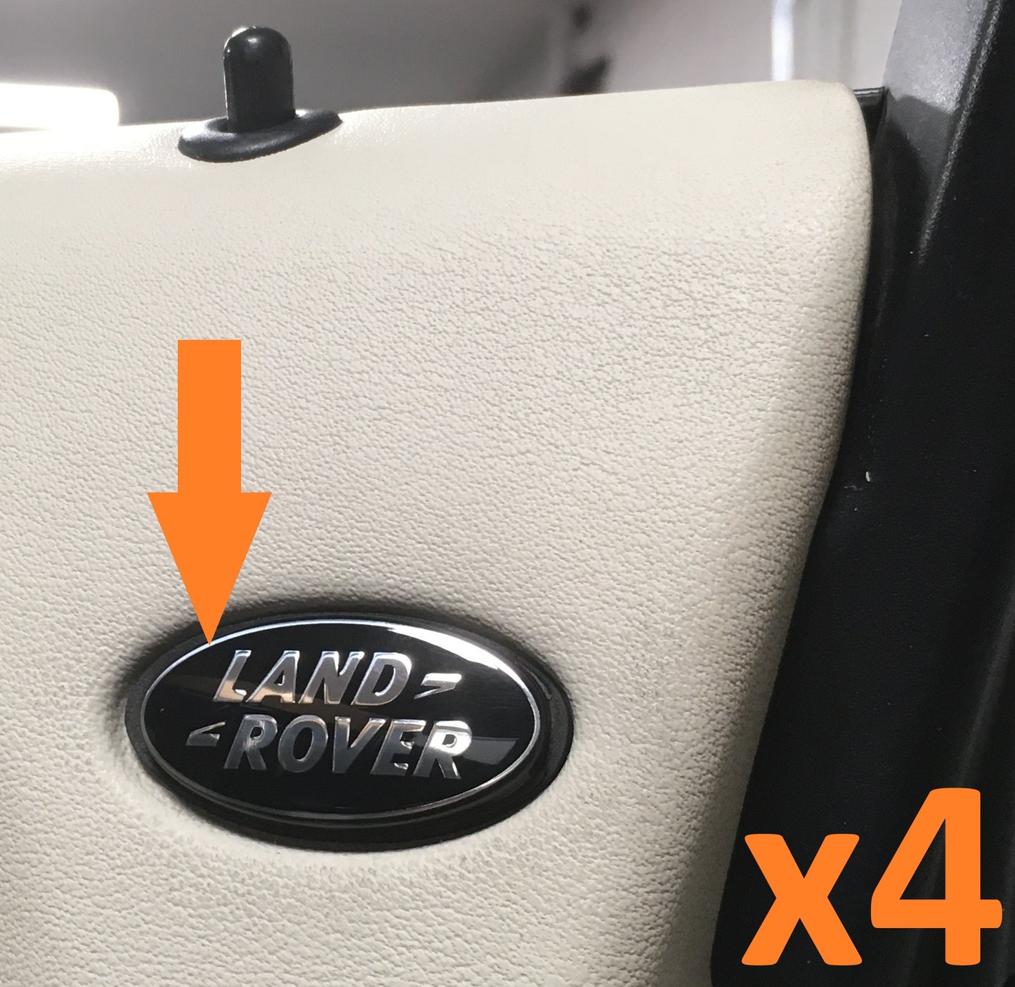 Interior Black & Silver Door Card Badges (pair) for Range Rover L322