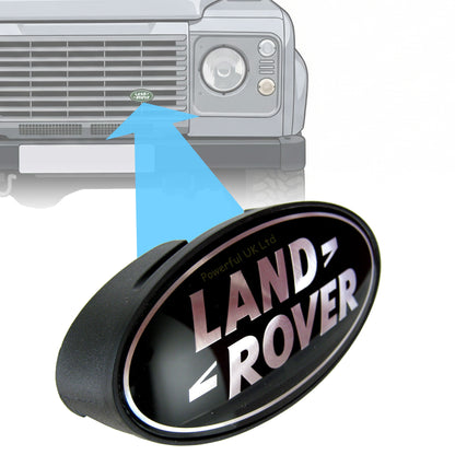 Front Grille Badge + Plinth - Black & Silver - For Land Rover Defender