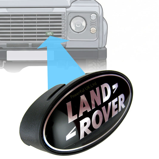 Front Grille Badge + Plinth - Black & Silver - For Land Rover Defender