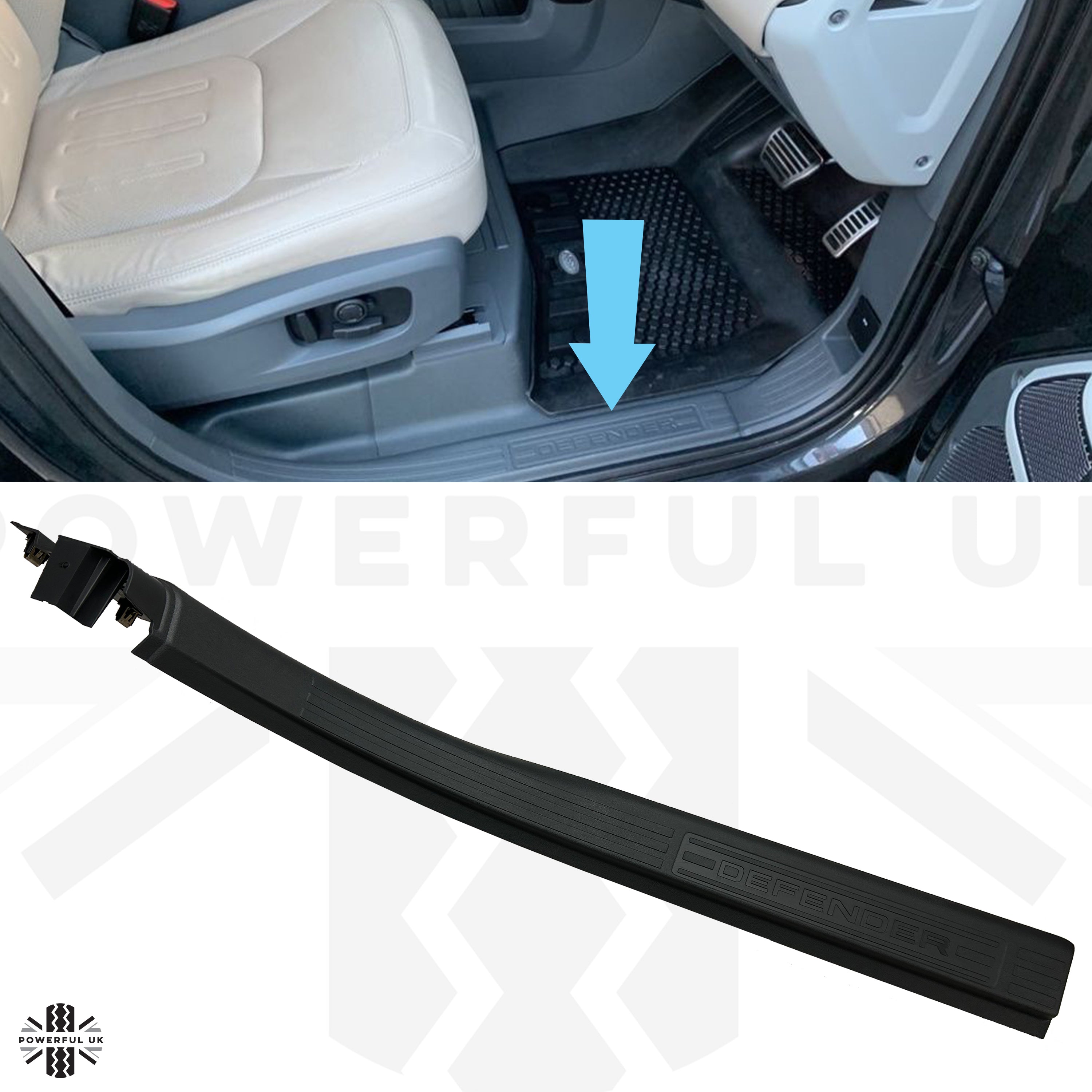 Genuine 'Defender' Scuff Plate for Land Rover Defender L663 Grey - Fro ...