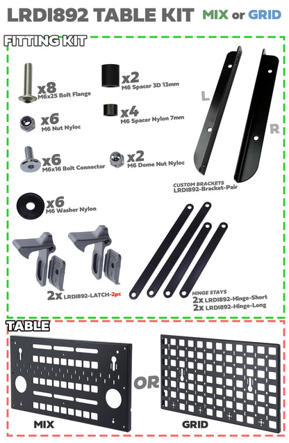 Tailgate Folding Picnic TABLE KIT for Land Rover Defender L663 - Mix Design