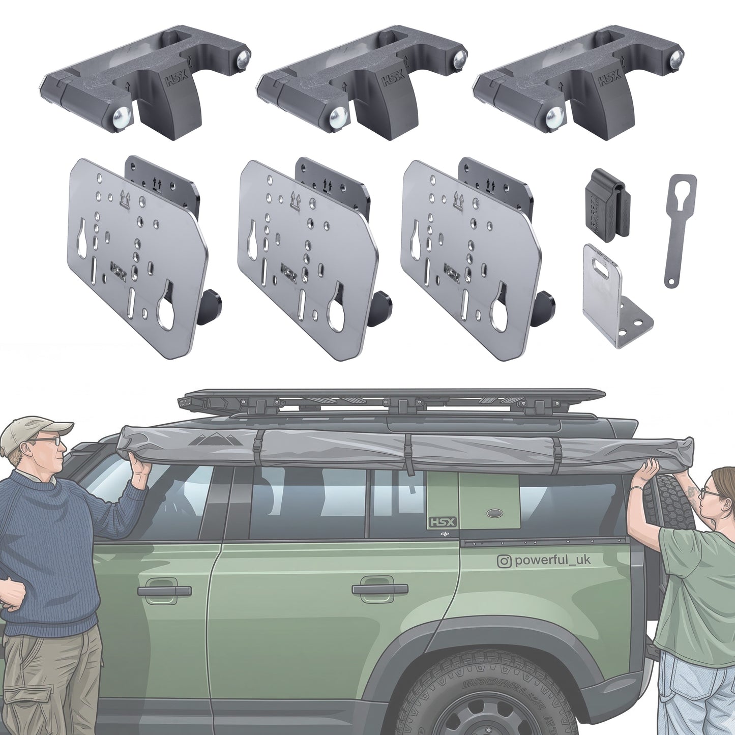 Awning Pillar Mount for Expedition Roof Rack for Land Rover Defender L663 110 - Left