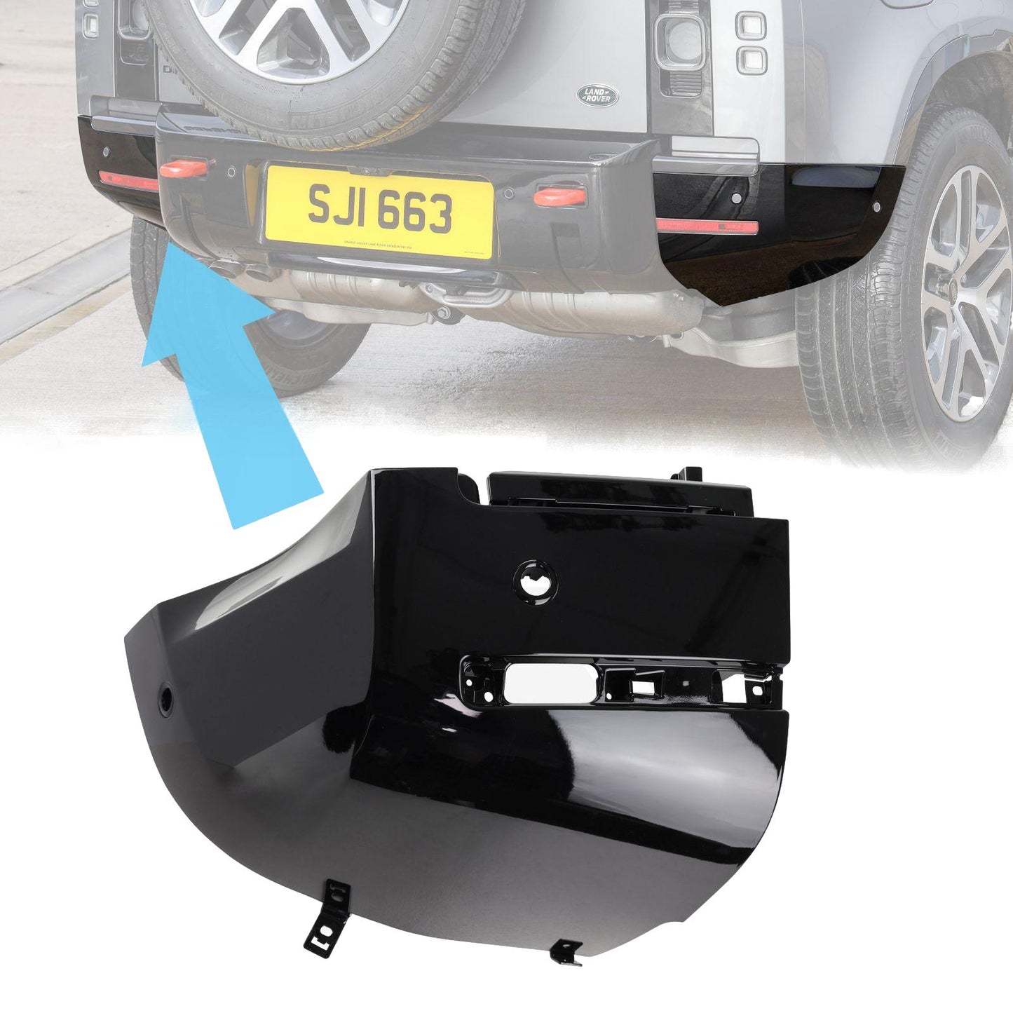 Rear Bumper Corner for Land Rover Defender L663 in Gloss Black - LEFT