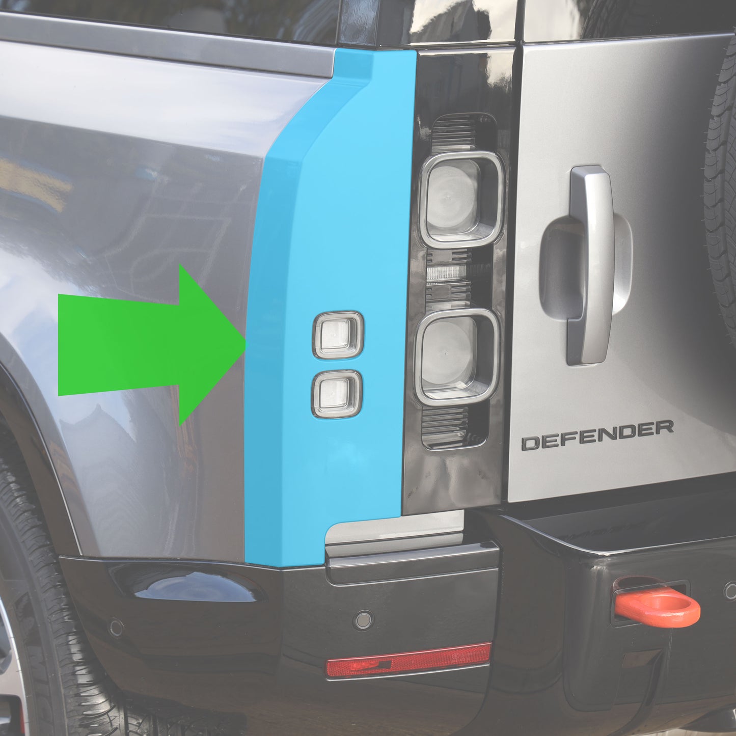 Aftermarket Rear Corner Panel - Primer - for Land Rover Defender L663 - LEFT