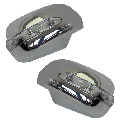 Mirror Covers with LED Indicator - Chrome - for Toyota Hilux MK6