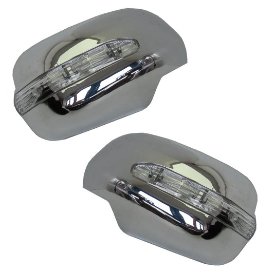 Mirror Covers with LED Indicator - Chrome - for Toyota Hilux MK6
