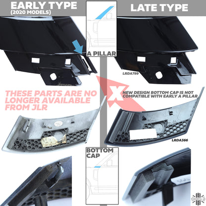 Genuine A Pillar Finisher in Gloss Black for Land Rover Defender L663 - LEFT