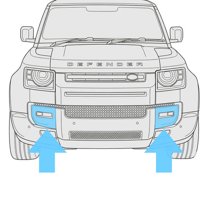 Genuine 2026MY Fog Lamp Surround Grille for Land Rover Defender L663 - TAKE OFF - Gloss Black - PAIR