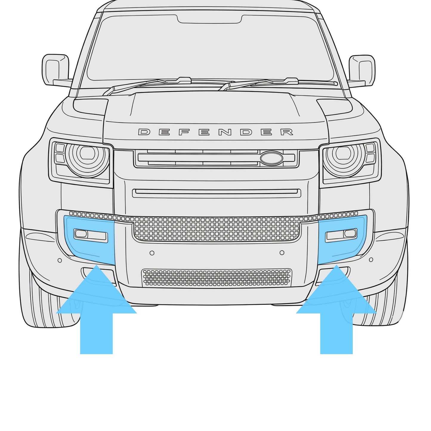 Genuine 2026MY Fog Lamp Surround Grille for Land Rover Defender L663 - NEW Gloss Black - PAIR