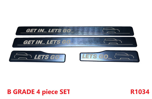 B-GRADE Door Scuff Plate Insert Set - Blue + 'Lets Go' for Range Rover Evoque