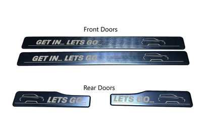 B-GRADE Door Scuff Plate Insert Set - Blue + 'Lets Go' for Range Rover Evoque