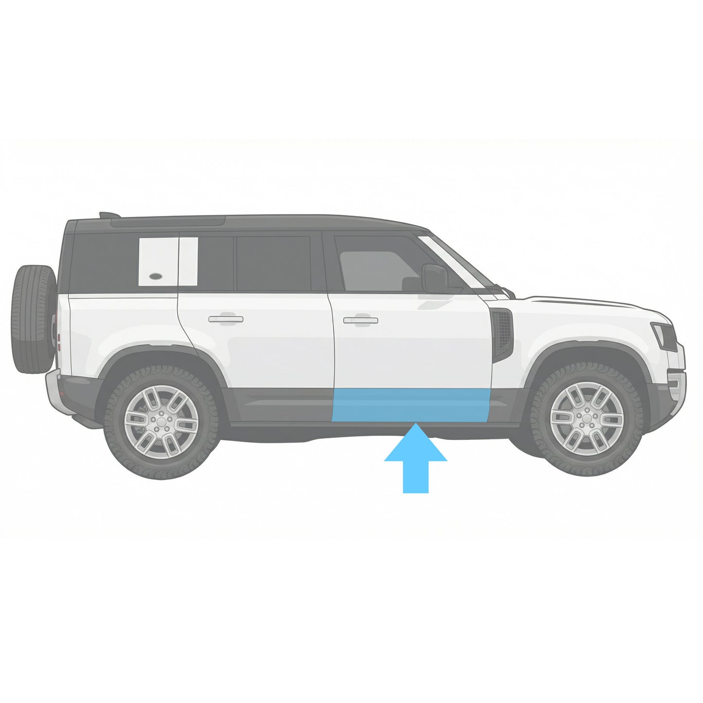 Gloss Black Lower Door Moulding for Land Rover Defender L663 - R2