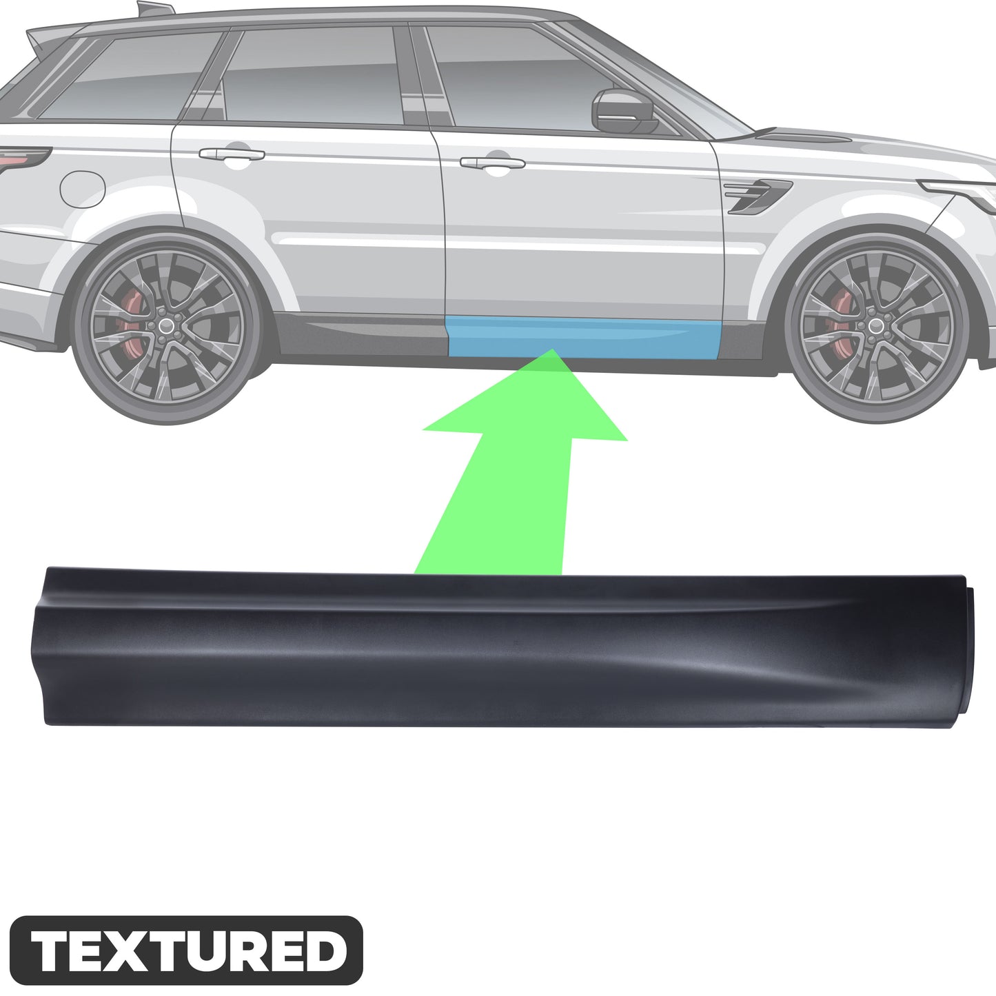 Lower Door Moulding in Textured Black - Right Front Door Section - for Range Rover Sport L494
