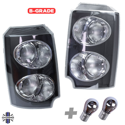 B-GRADE - Front Side Light / Indicator Assembly for Range Rover L322 - Clear Indicator/Black Body - PAIR