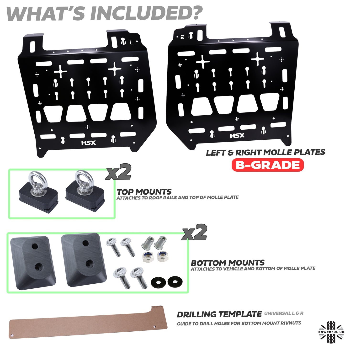 B-GRADE Molle Plate Kit - Mix Design - PAIR - for Land Rover Discovery 3/4
