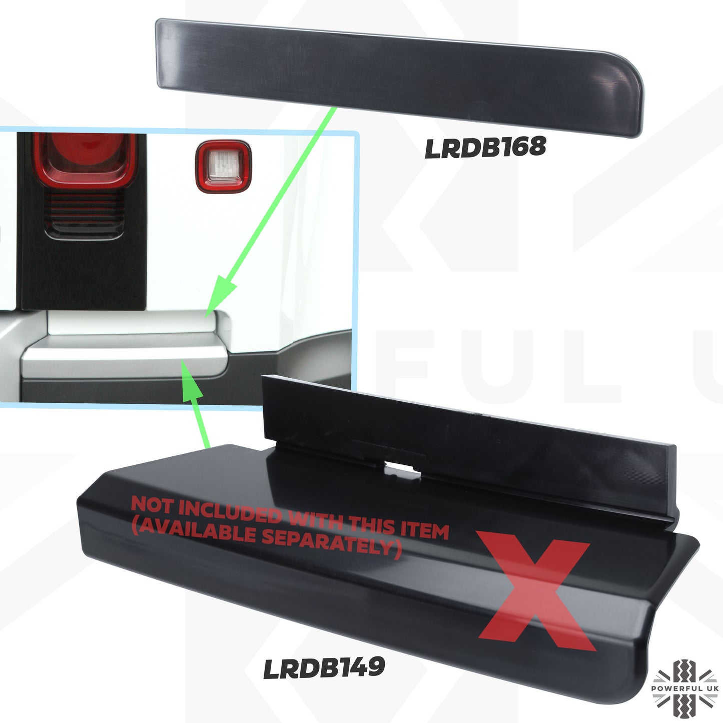 Rear Bumper Recess Insert (Upper Section) for Land Rover Defender L663 - Gloss Black - RIGHT