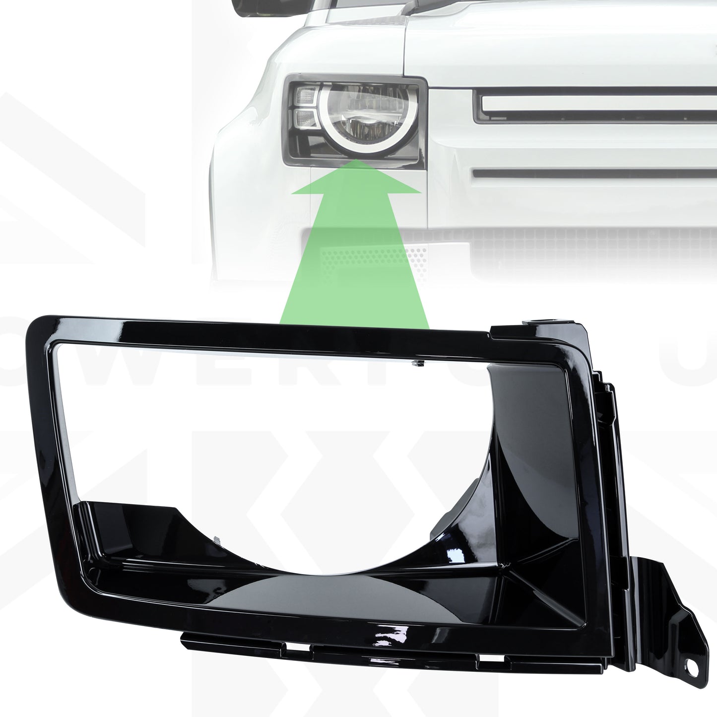 Headlight Surround 'NO Washer' in Gloss Black for Land Rover Defender L663 - RIGHT