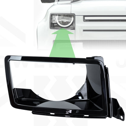 Headlight Surround 'NO Washer' in Gloss Black for Land Rover Defender L663 - RIGHT