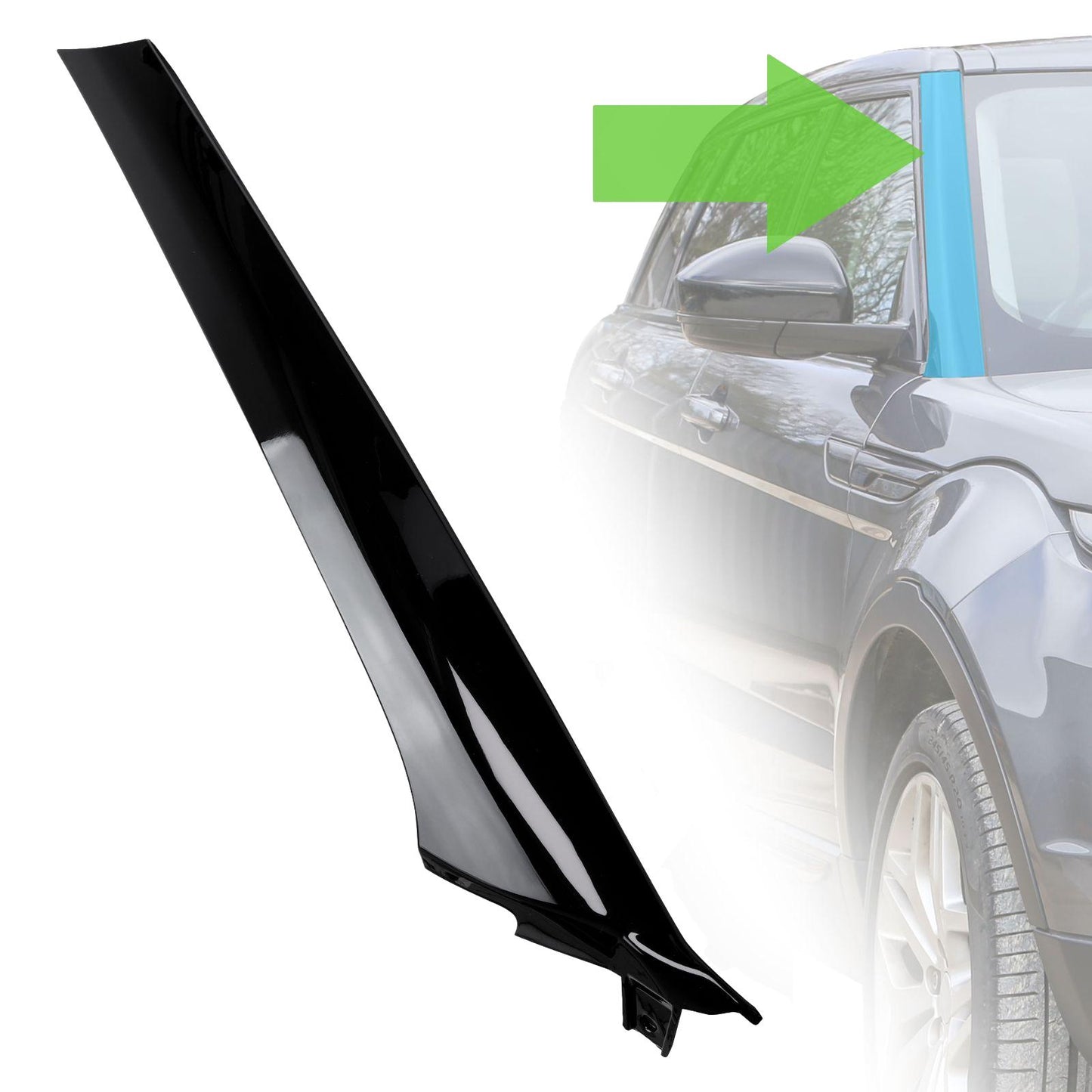 Aftermarket A Pillar Finisher in Gloss Black for Range Rover Evoque 1 '5 Door' (2011-18) - RIGHT