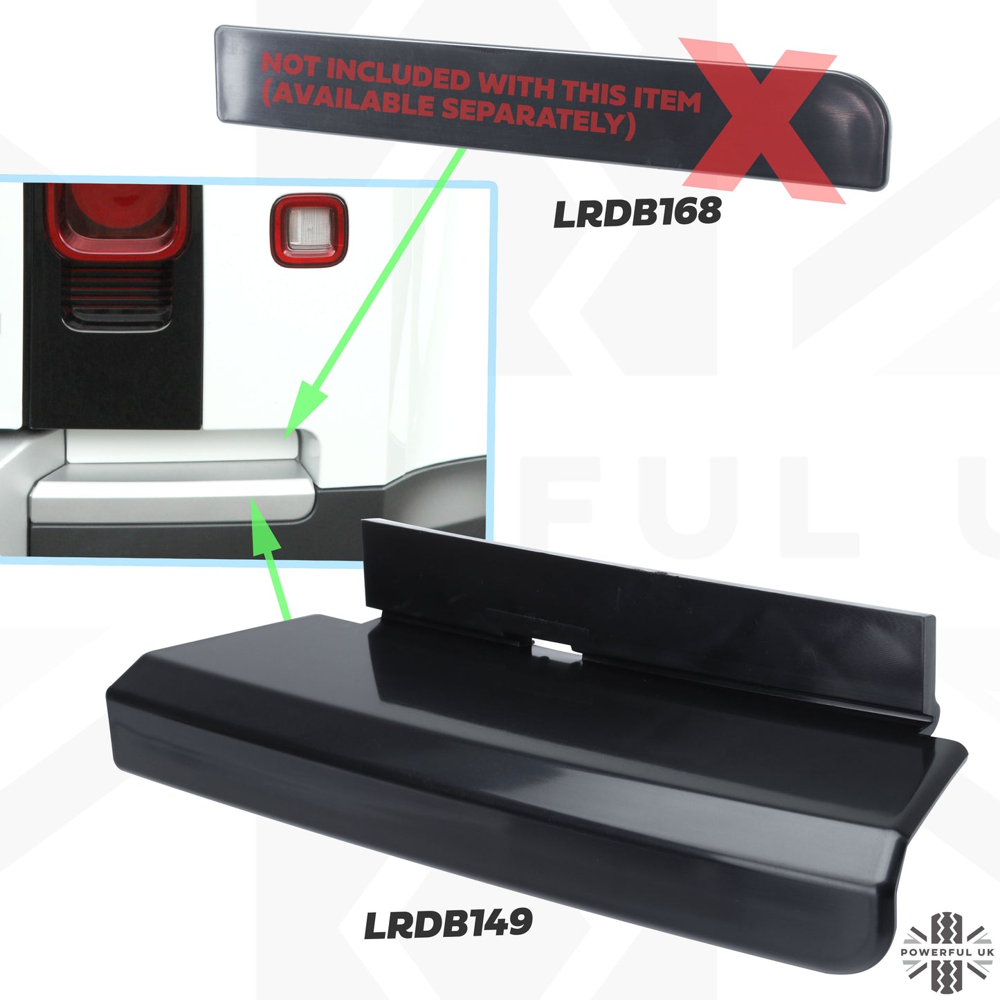 Rear Bumper Recess Trim (Lower Section) for Land Rover Defender L663 in Gloss Black - RIGHT